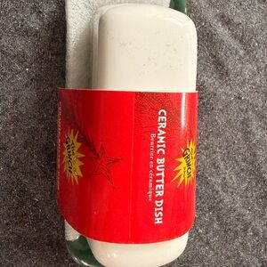 Grinch Ceramic Butter Dish with Label for Christmas